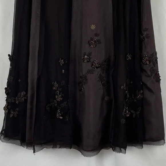 Coldwater Creek Brown Silk Beaded Skirt Size L - Picture 6 of 11